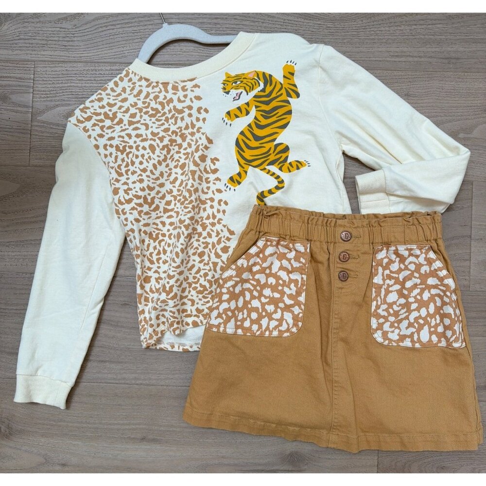 Finding Foxtale Girls 2-Piece Animal Print Shirt & Skirt Set Size 12 Cotton Blen
